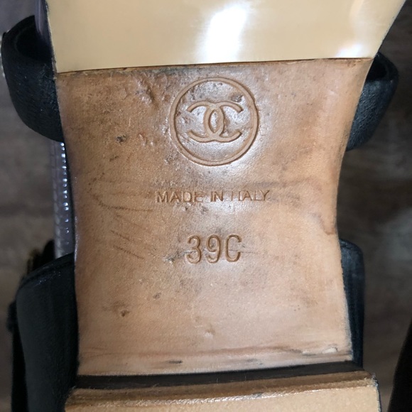 CHANEL Chain Lambskin Black CC Logo Sandals Sz 39 - Picture 11 of 11